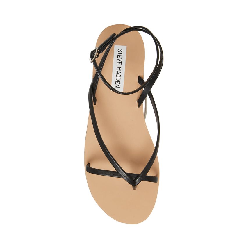 Black Steve Madden Amuse Women's Flat Sandals | PH 7638NYS